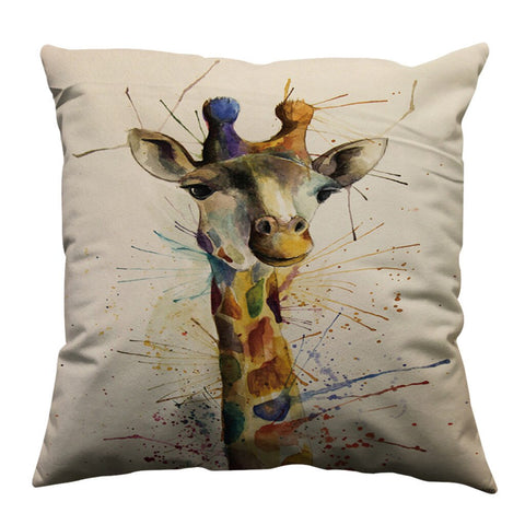 Animal Watercolor Print Pillow Cover