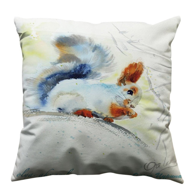 Squirrel or Cow Watercolor Pillow Cover 18"x18"