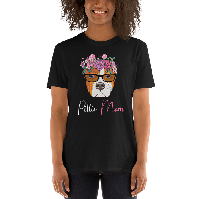 Floral Brown Pittie Mom T-Shirt