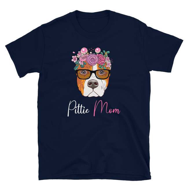 Floral Brown Pittie Mom T-Shirt
