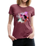 Cat Pink Splatter Women’s Premium T-Shirt - heather burgundy