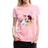 Women’s Cat Yellow Splatter Premium T-Shirt - pink
