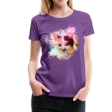 Women’s Cat Yellow Splatter Premium T-Shirt - purple