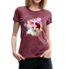 Women’s Cat Yellow Splatter Premium T-Shirt - heather burgundy